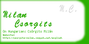 milan csorgits business card
