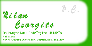 milan csorgits business card